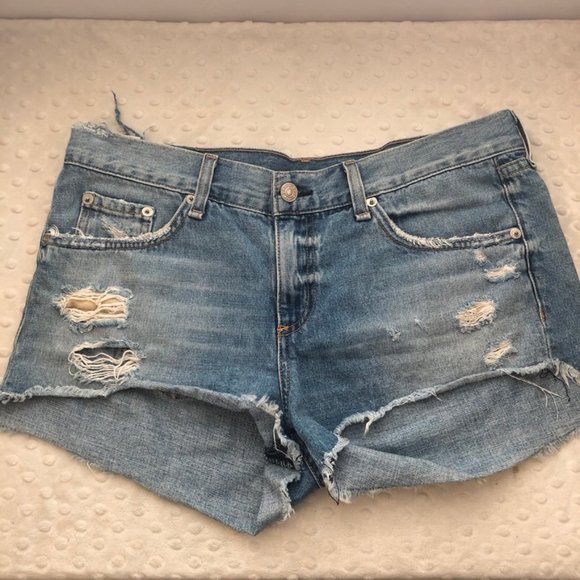 rag & bone Pants - Rag and Bone Distressed Cutoff Jean Shorts